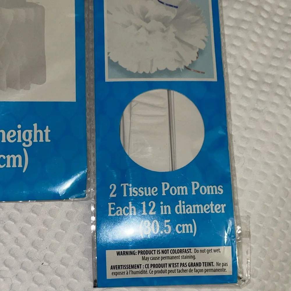 White 12 Inch Honeycomb Birthday Cake Table Topper Party & Pom Poms NEW